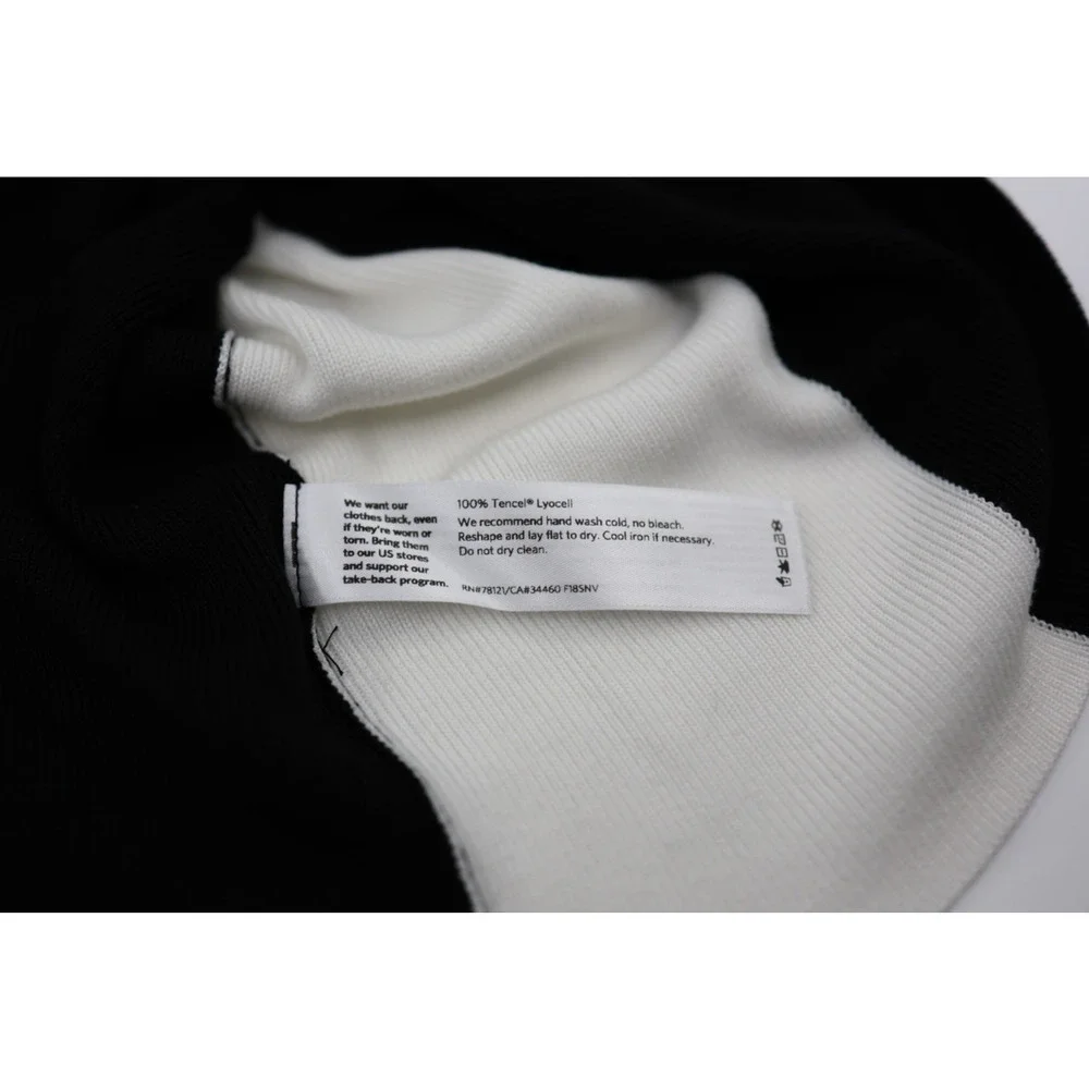 A6 Auth EILEEN FISHER Black/White Sleek Tencel Bateau Neck Top Tunic Size S/P - Picture 6 of 6